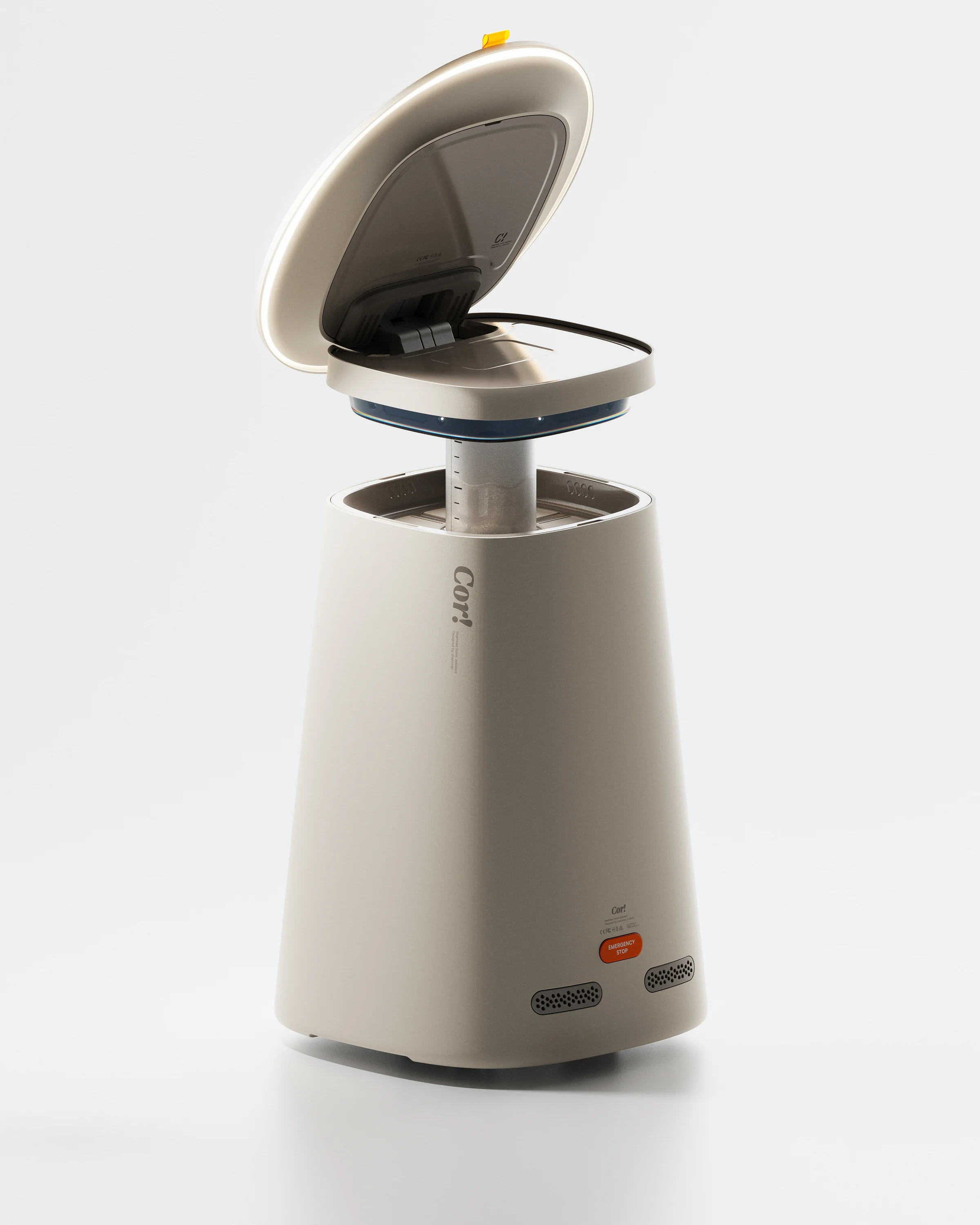 Cor! with its upper tray and internal storage open