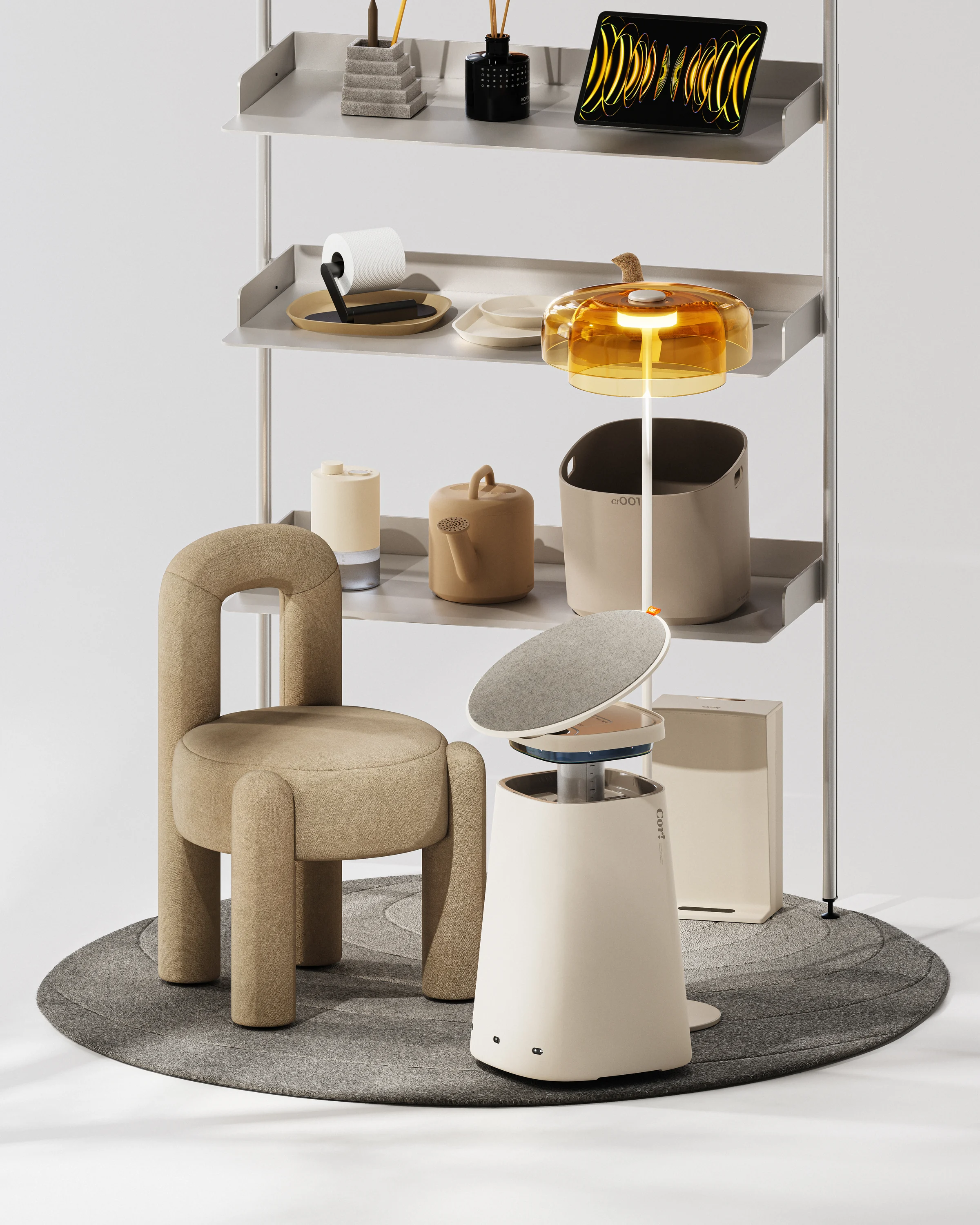 Cor! positioned beside its system shelf and household task modules