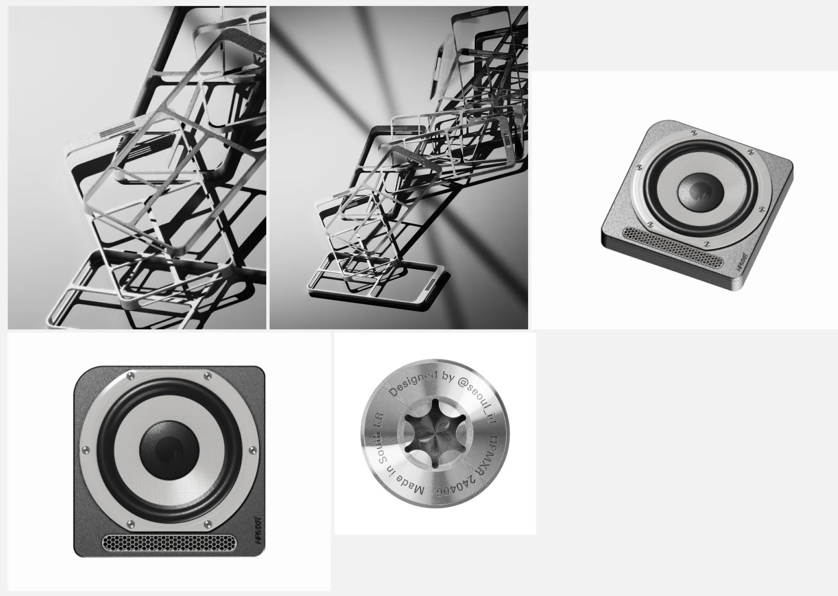 HPMXR structural frame, speaker module and hardware component studies