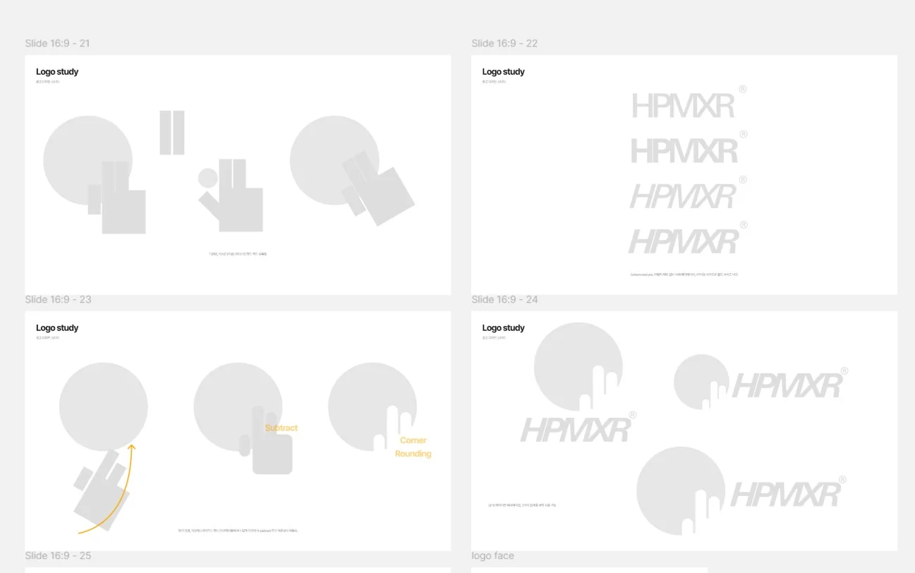 HPMXR logo ideation and symbol development boards