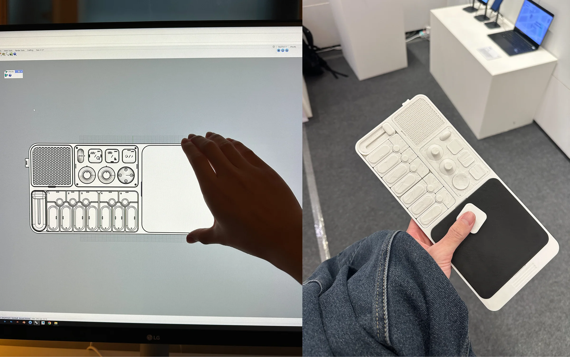 HPMXR prototype scale and interaction evaluation using AR and a physical model