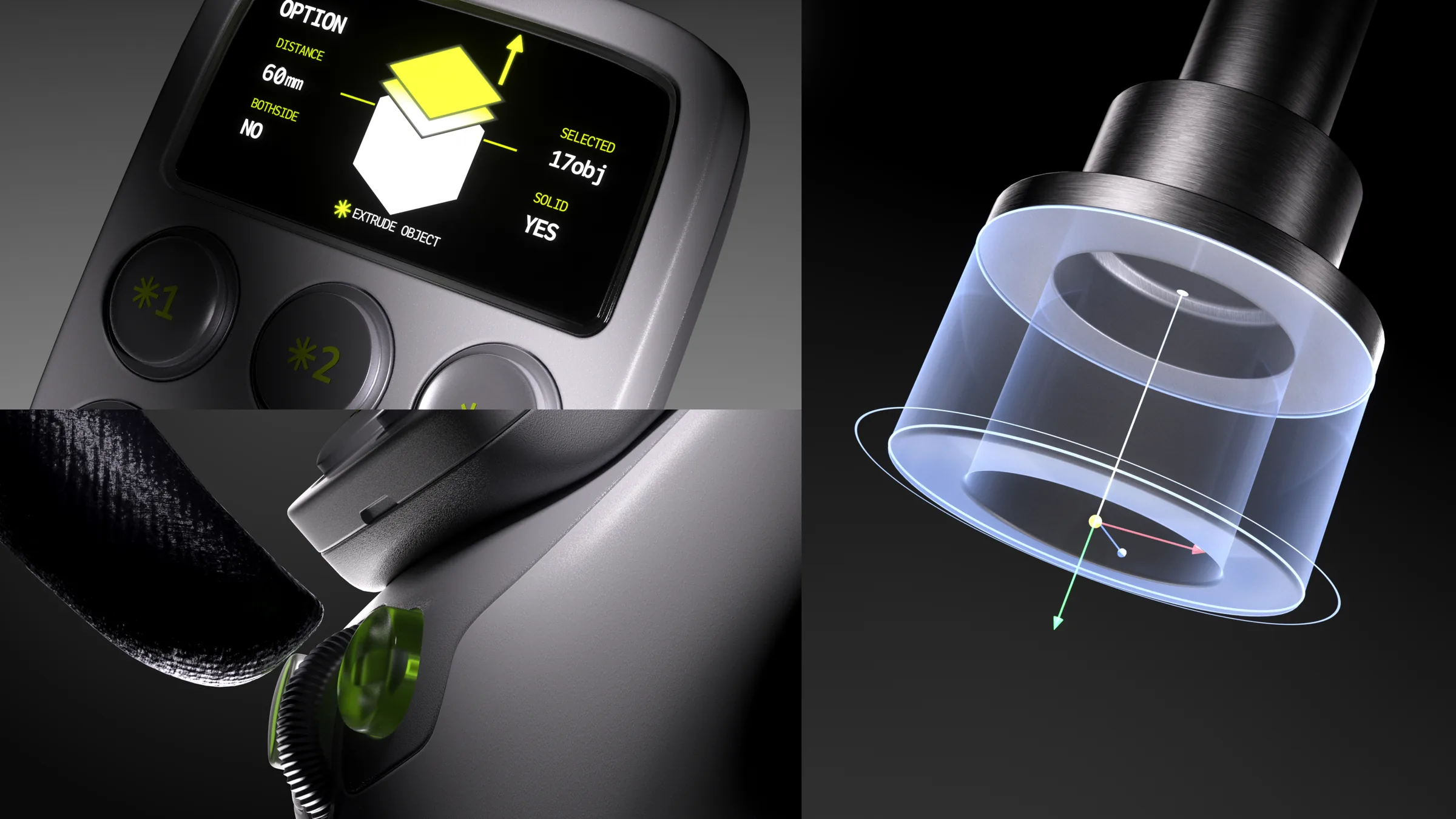 NXC custom key controls and spatial extrusion interaction details