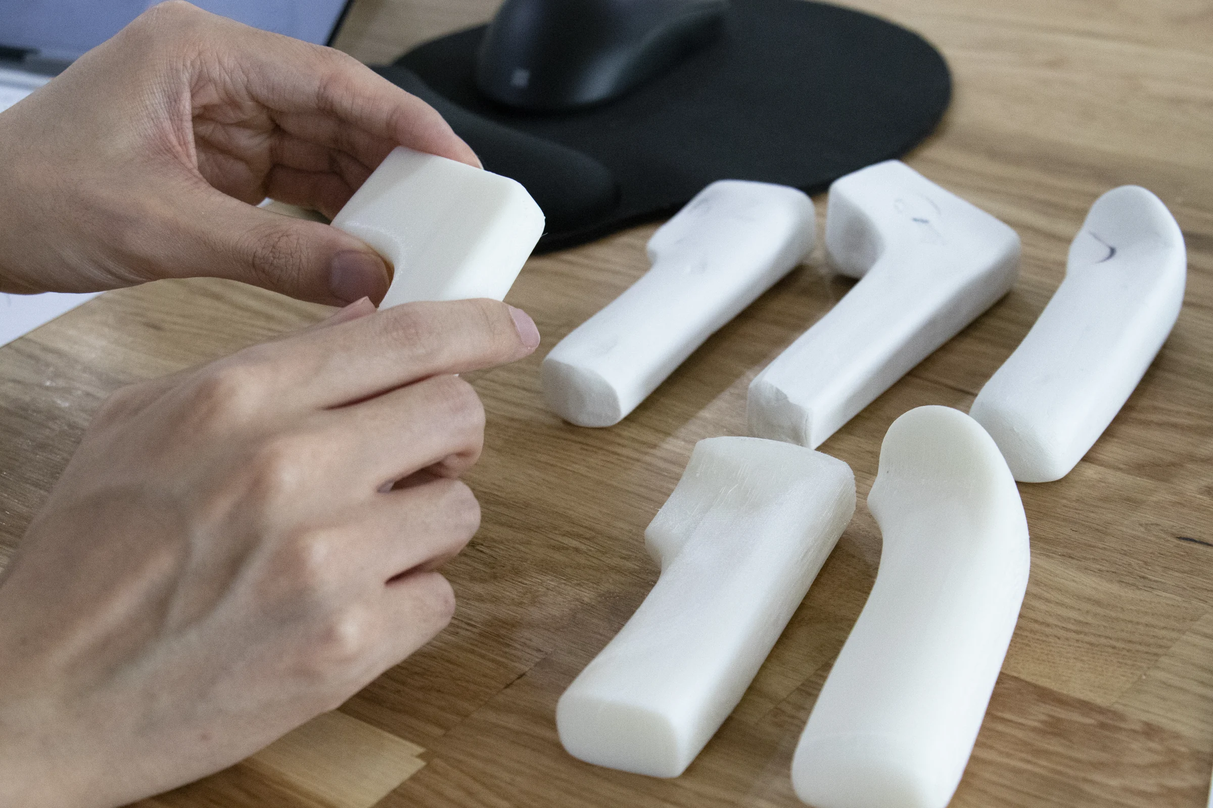 Hand carving white soft mock-ups for the NXC controller