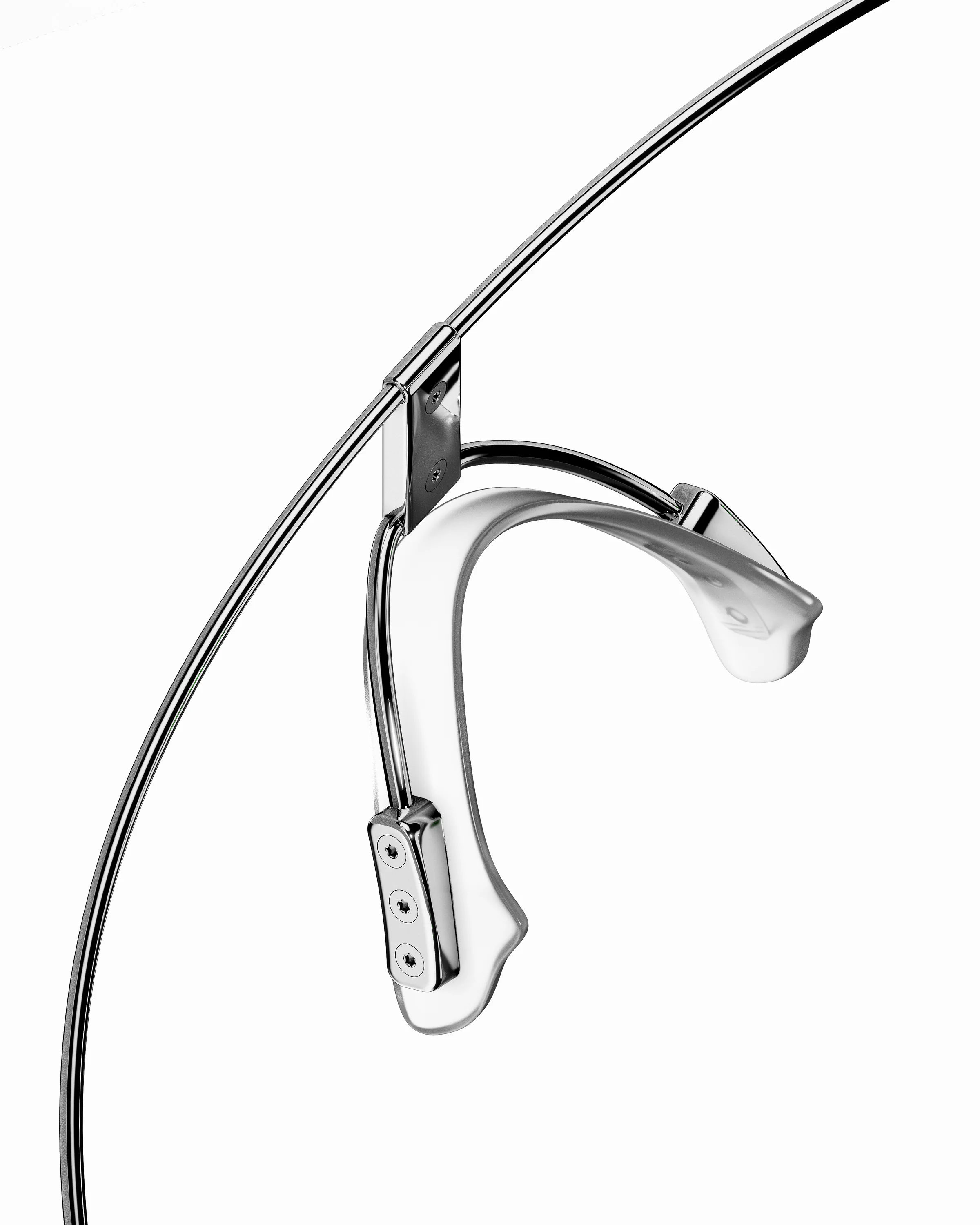 Close view of the OBEX nose support and curved metal frame