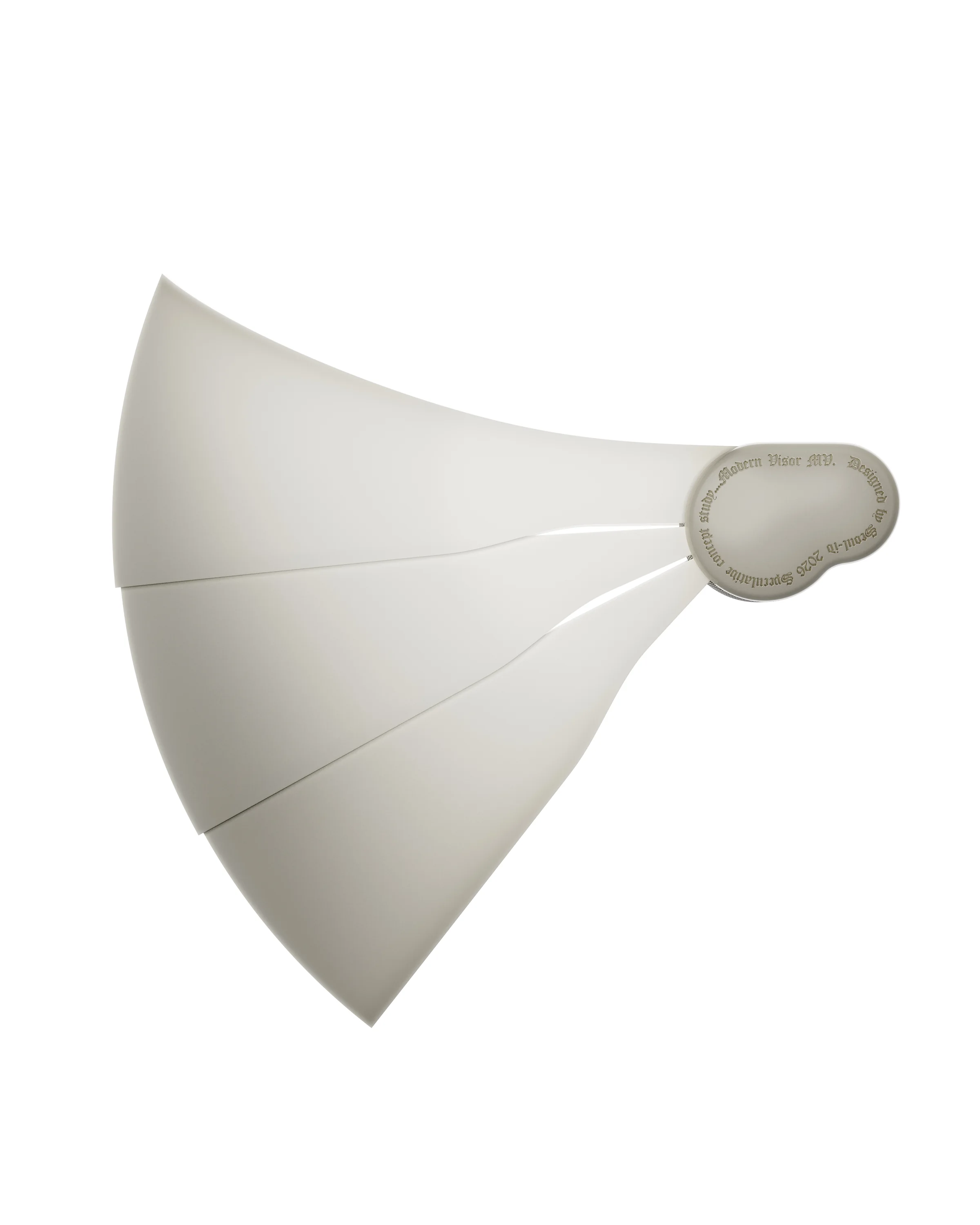 Early white OBEX form model showing the folded panels and temple module