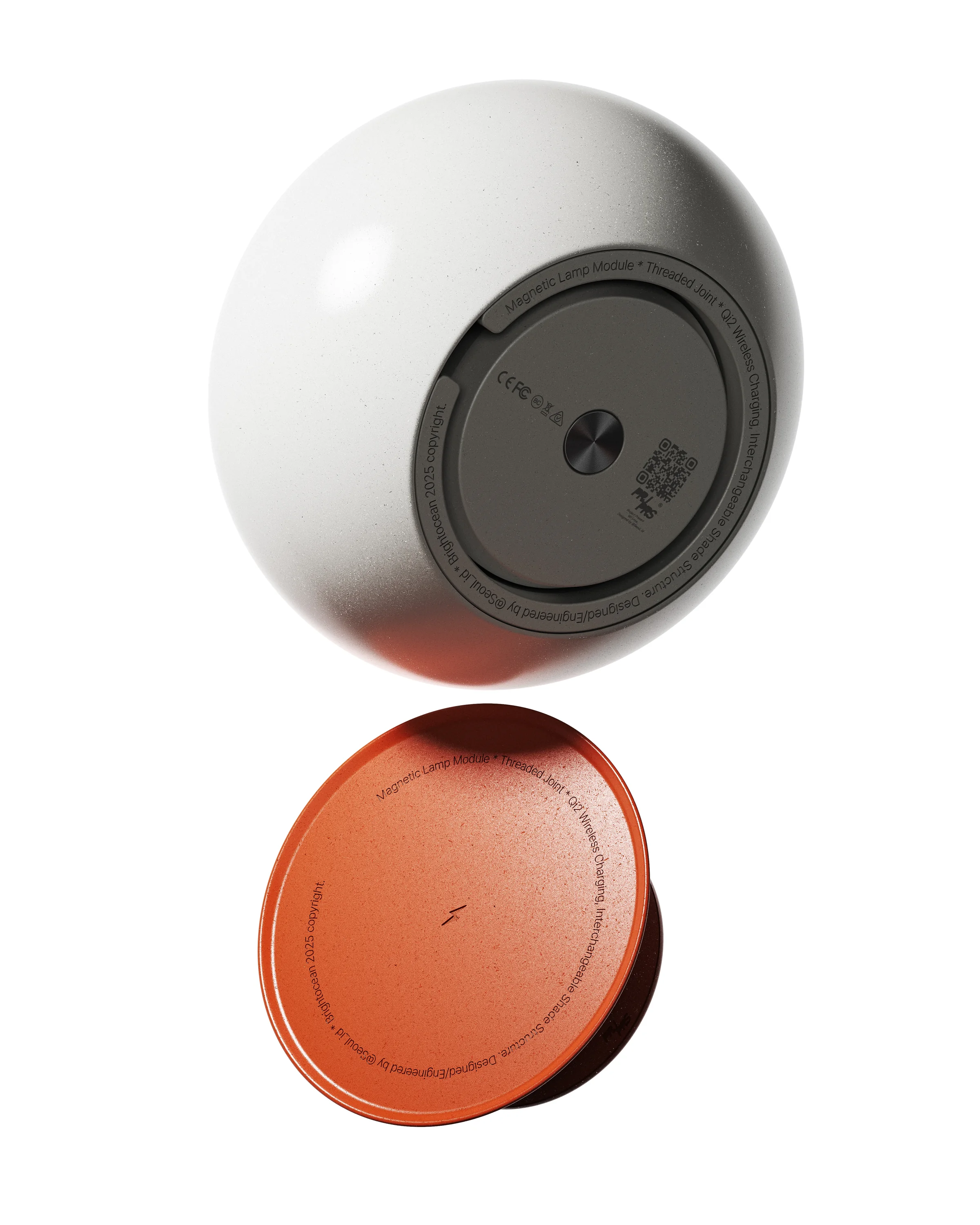 Hobbang rounded lamp module and orange charging base shown as an interchangeable system