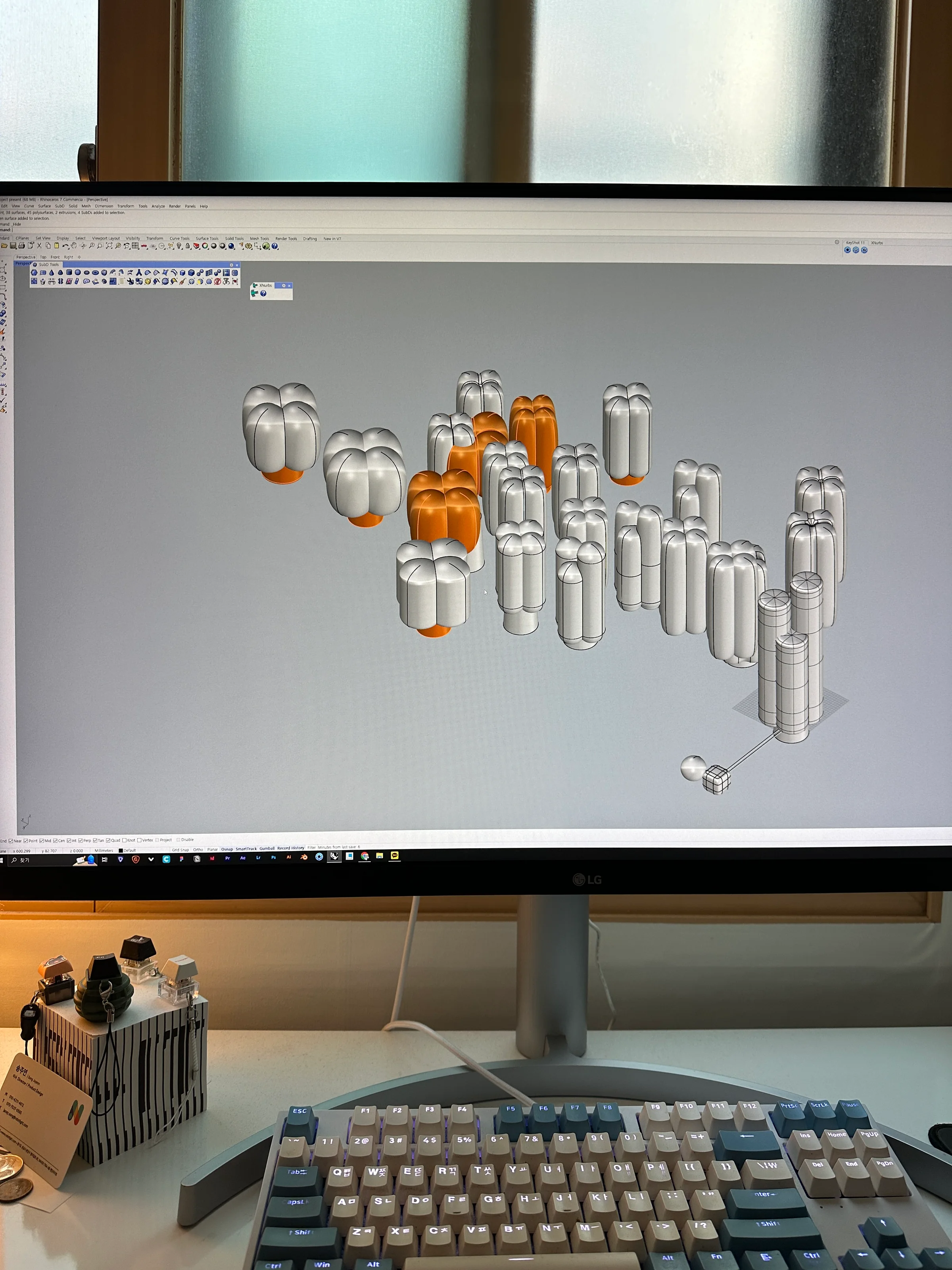 Project Present 2024 lamp variations modeled in CAD at the designer's workstation