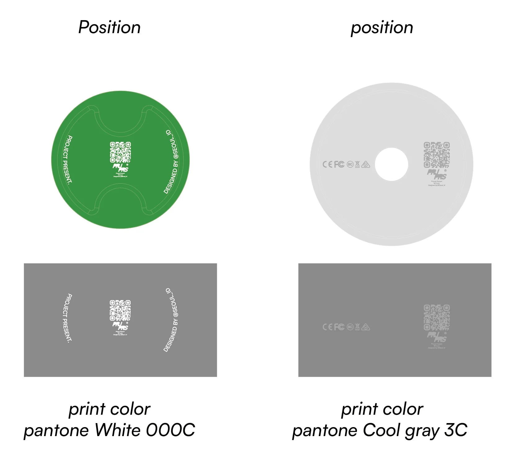 Silkscreen position and color guide for Project Present 2025