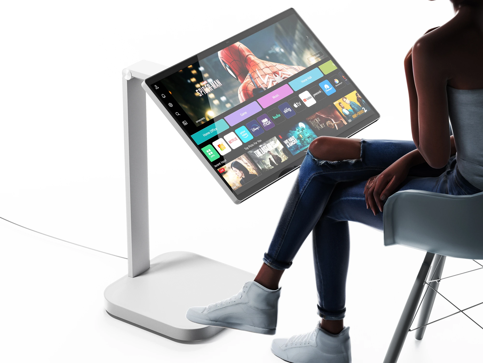 Smart Monitor Swing positioned beside a seated viewer