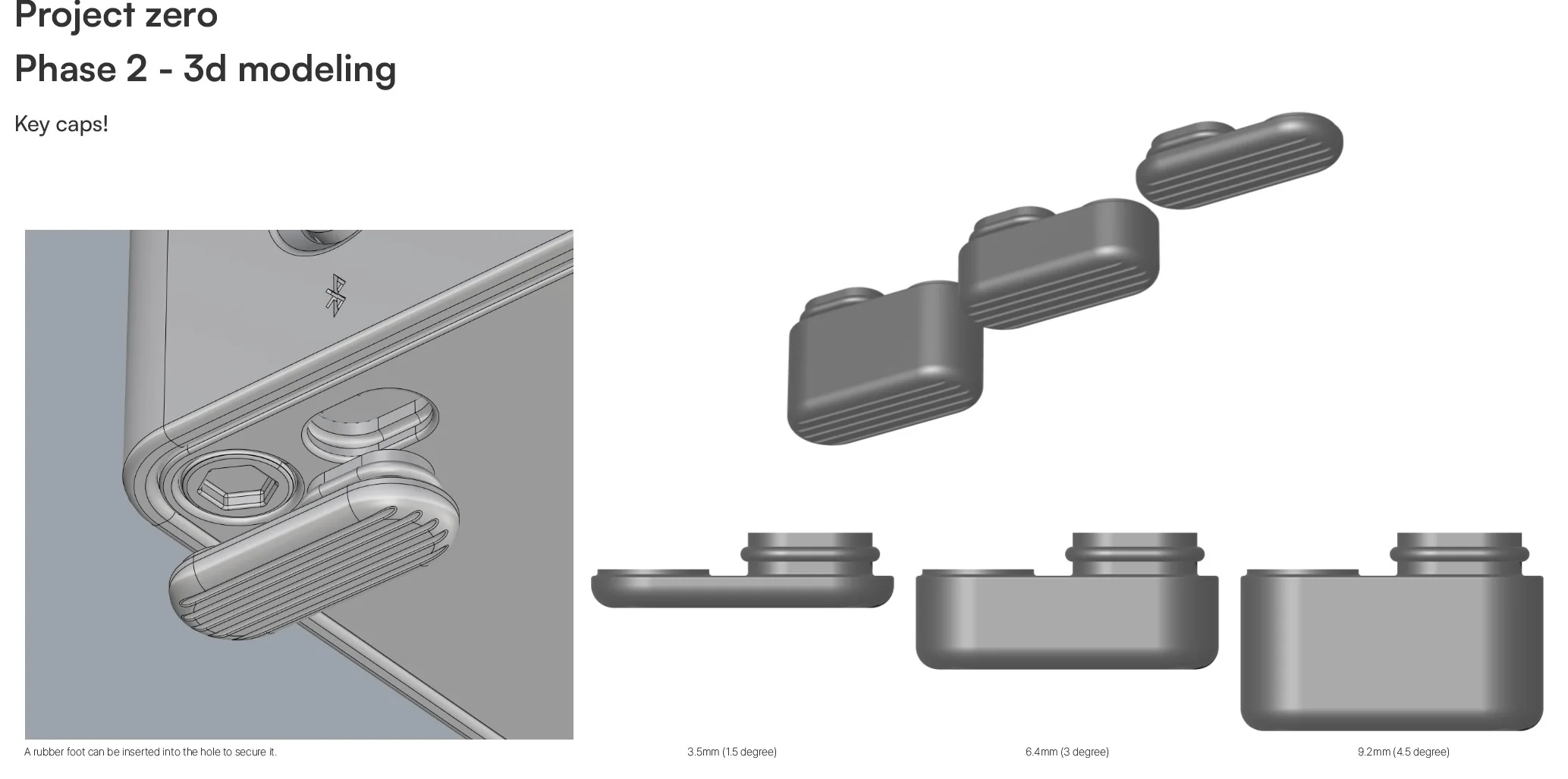 Interchangeable rubber foot studies for 1.5, 3 and 4.5-degree keyboard angles